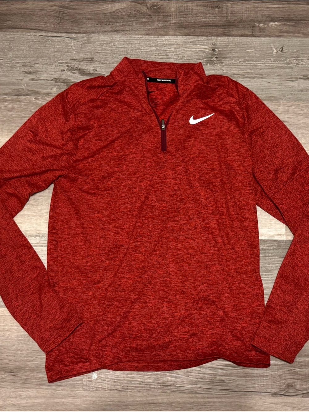 Nike Red Heathered Quarter-Zip Performance Top